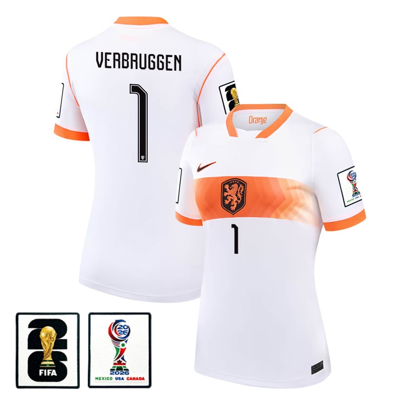 Bart Verbruggen 1 Women's Netherlands National Team 2026 Away Jersey - White