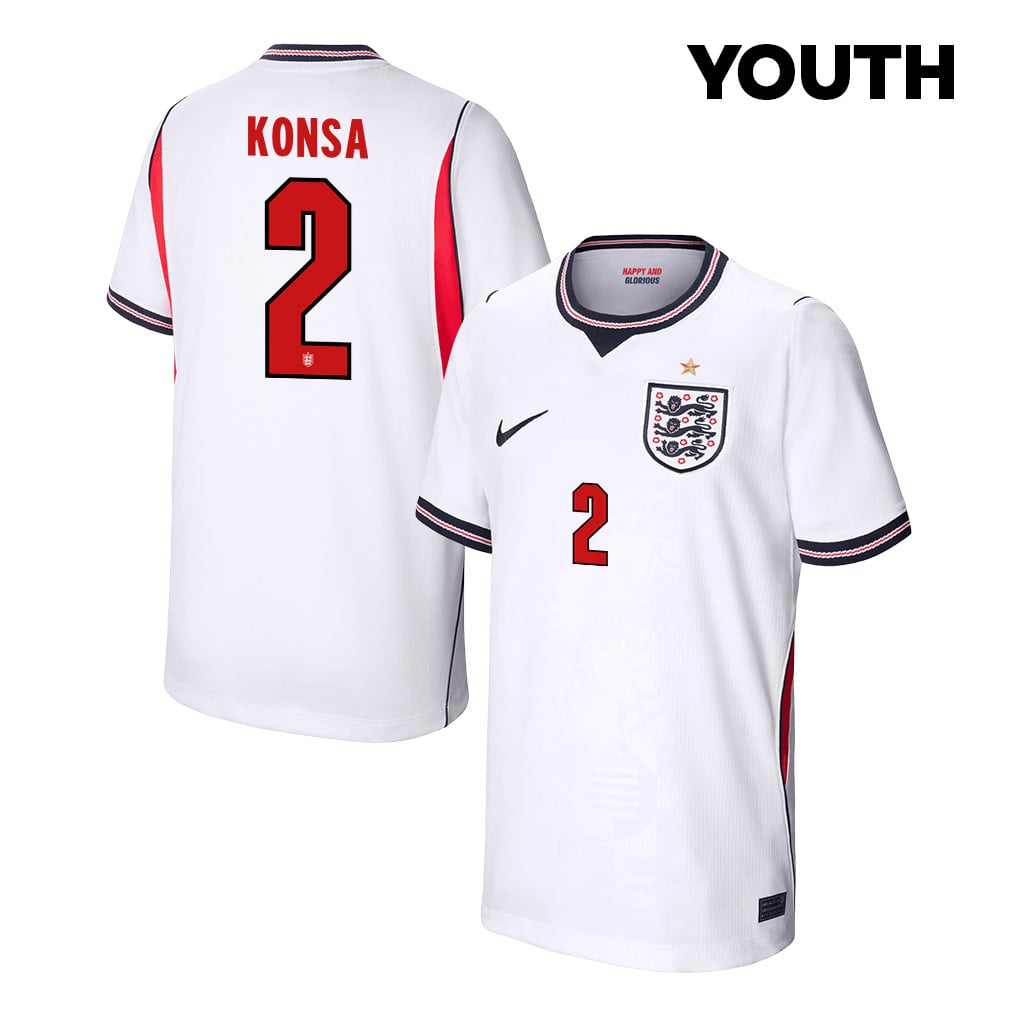 Ezri Konsa 2 Youth England National Team 2026 Home Jersey - White
