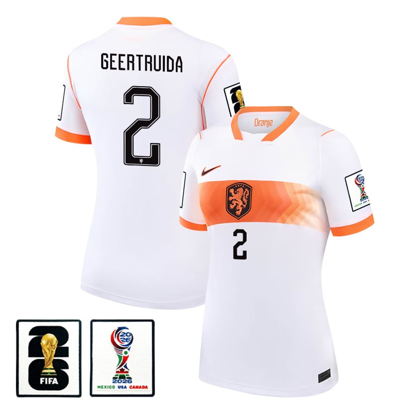 Lutsharel Geertruida 2 Women's Netherlands National Team 2026 Away Jersey - White