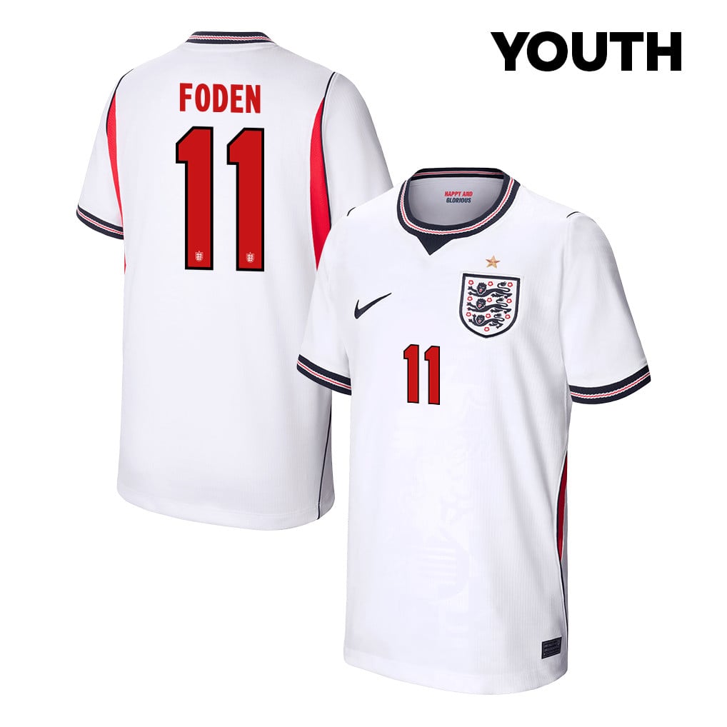 Phil Foden 11 Youth England National Team 2026 Home Jersey - White