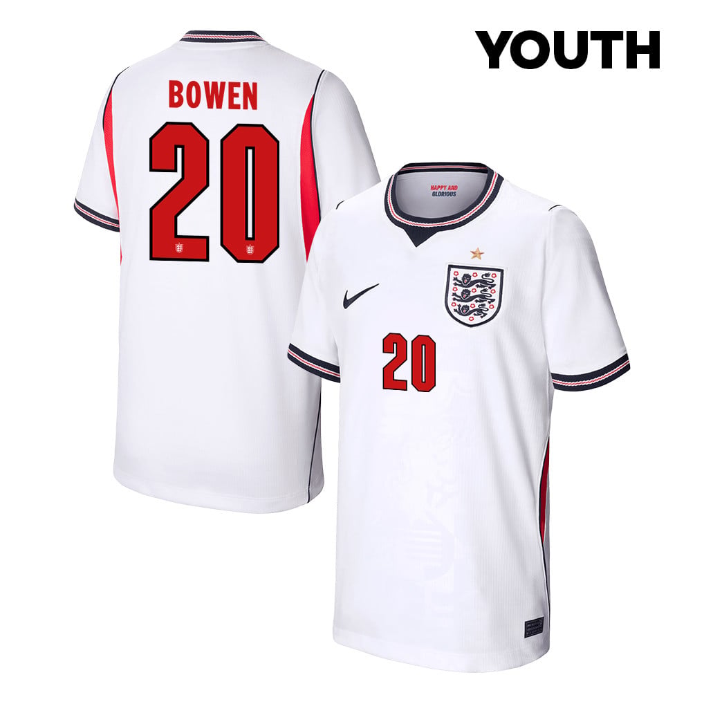 Jarrod Bowen 20 Youth England National Team 2026 Home Jersey - White