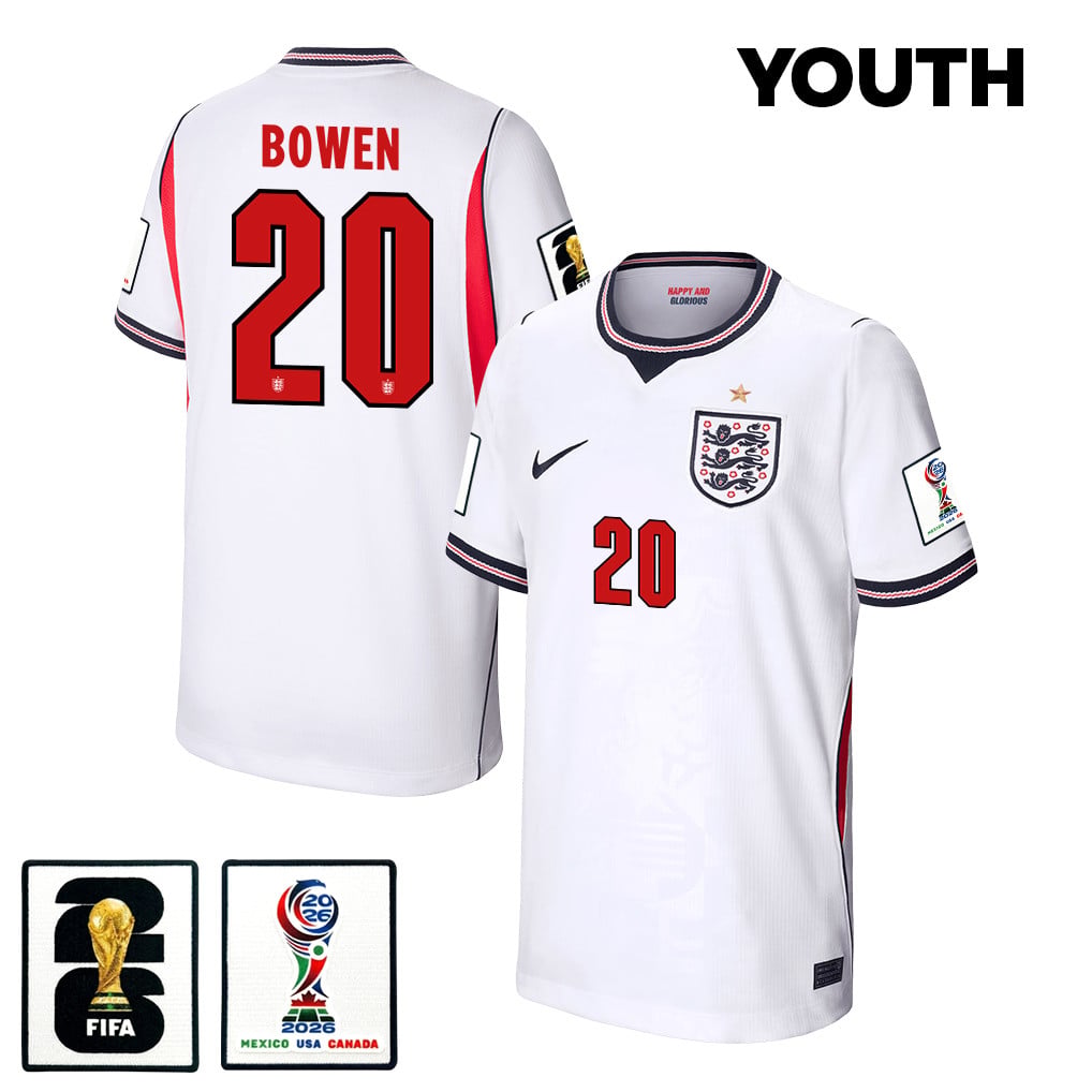 Jarrod Bowen 20 Youth England National Team 2026 Home Jersey - White