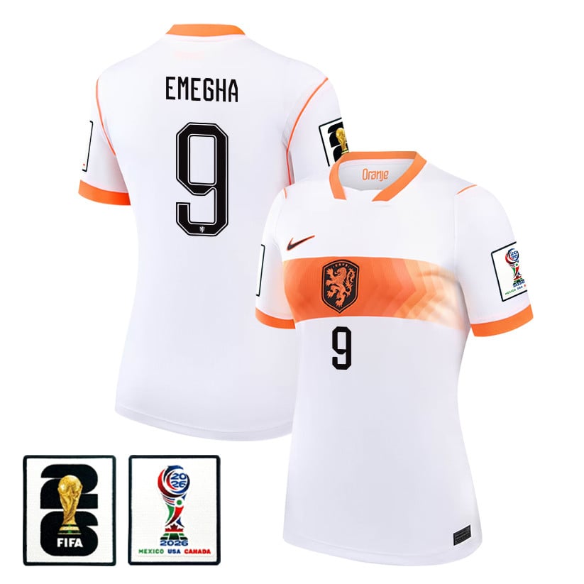 Emmanuel Emegha 9 Women's Netherlands National Team 2026 Away Jersey - White