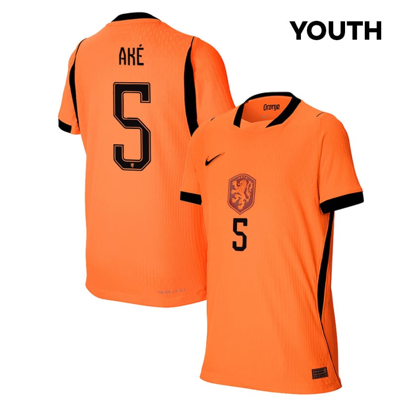 Nathan Aké 5 Youth Netherlands National Team 2026 Home Jersey - Orange