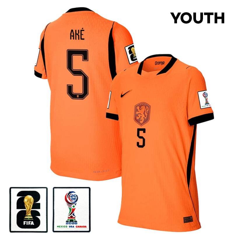 Nathan Aké 5 Youth Netherlands National Team 2026 Home Jersey - Orange