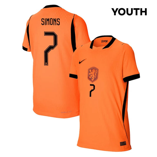 Xavi Simons 7 Youth Netherlands National Team 2026 Home Jersey - Orange