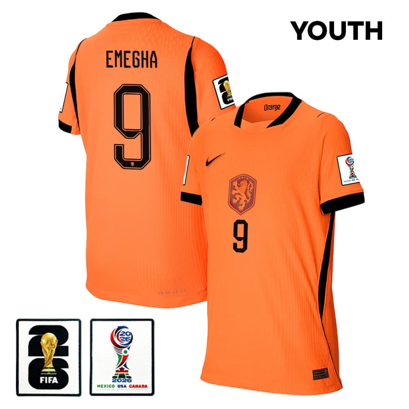 Emmanuel Emegha 9 Youth Netherlands National Team 2026 Home Jersey - Orange