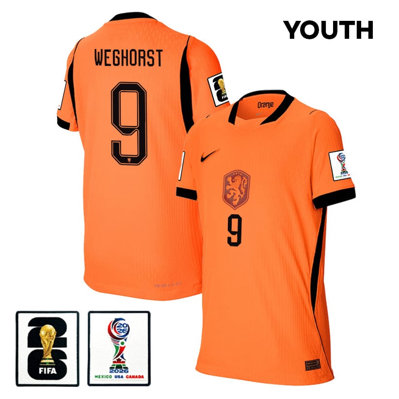 Wout Weghorst 9 Youth Netherlands National Team 2026 Home Jersey - Orange