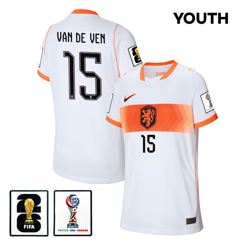Micky van de Ven 15 Youth Netherlands National Team 2026 Away Jersey - White