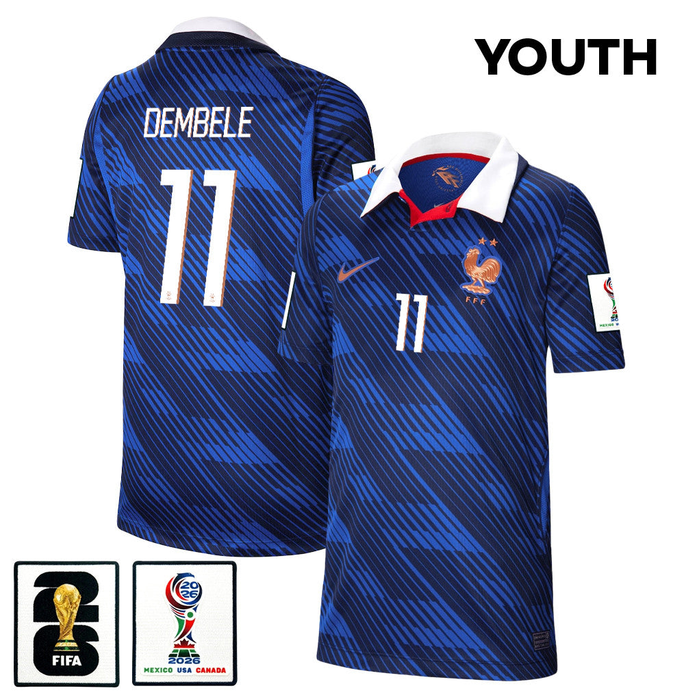 Ousmane Dembélé 11 Youth France National Team 2026 Home Jersey - Blue