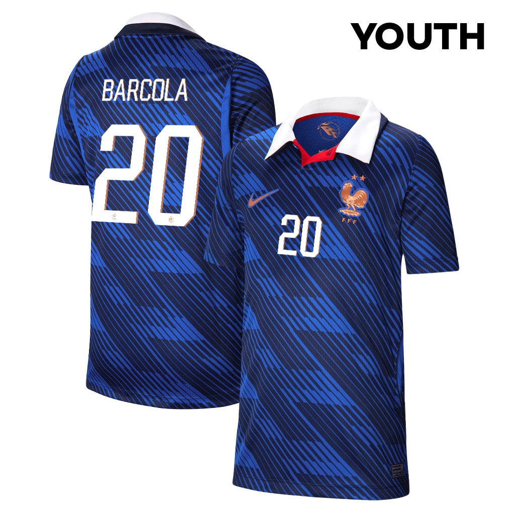 Bradley Barcola 20 Youth France National Team 2026 Home Jersey - Blue
