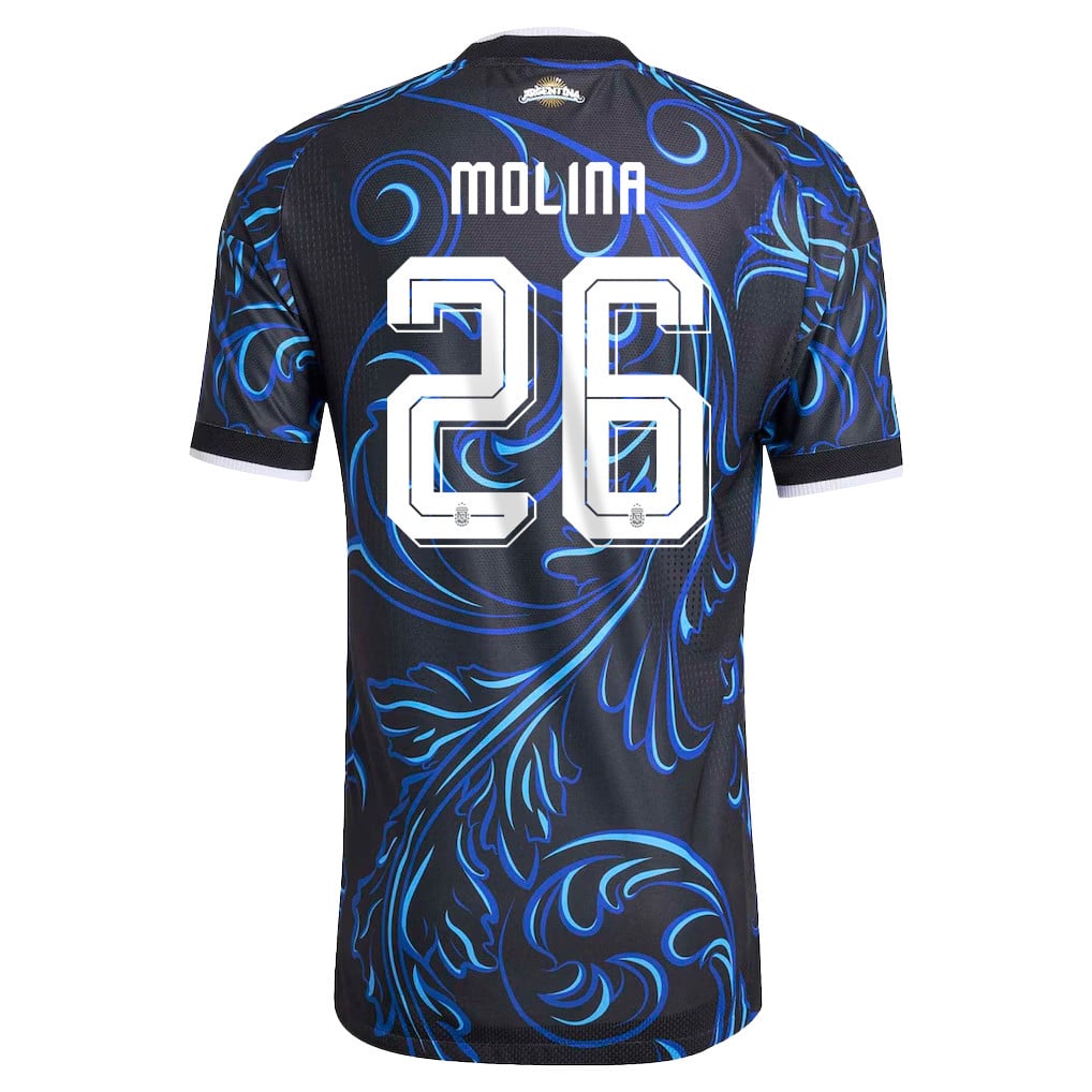 Nahuel Molina 26 Argentina National Team 2026 x World Cup Patch Away Jersey - Black, Men