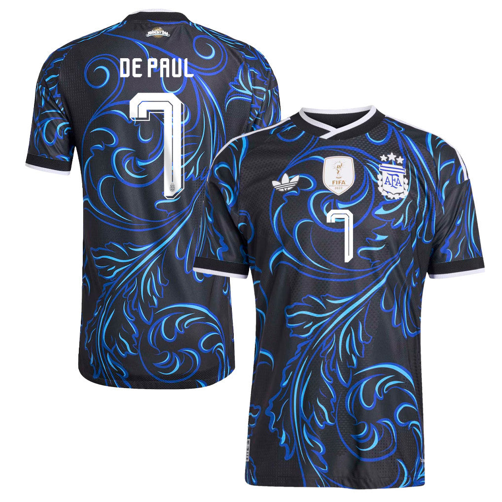 Rodrigo De Paul 7 Argentina National Team 2026 Away Jersey - Black, Men