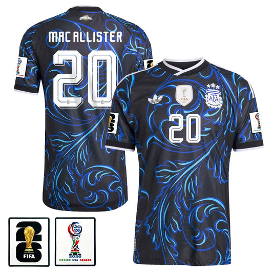 Alexis Mac Allister 20 Argentina National Team 2026 x World Cup Patch Away Jersey - Black, Men
