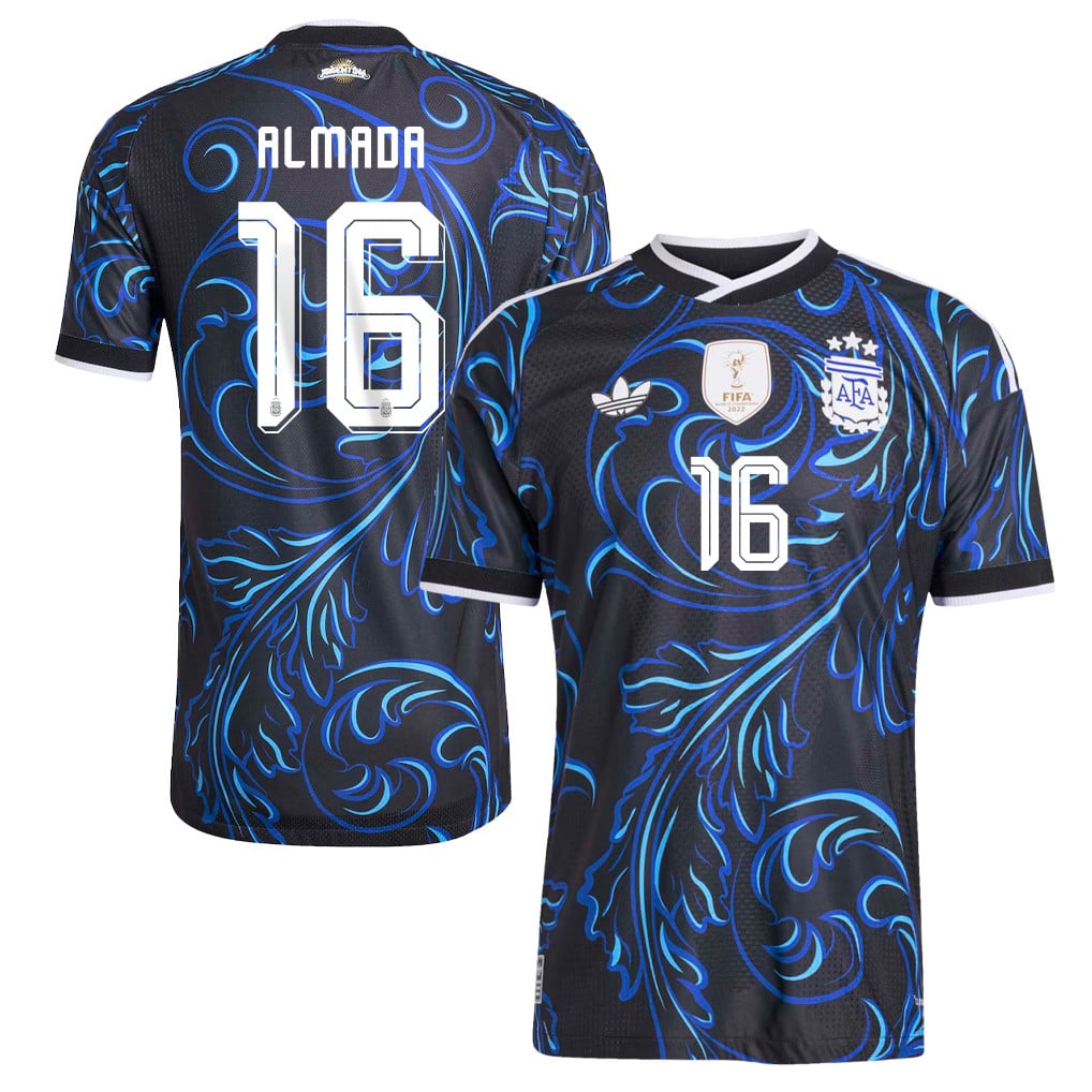 Thiago Almada 16 Argentina National Team 2026 Away Jersey - Black, Men