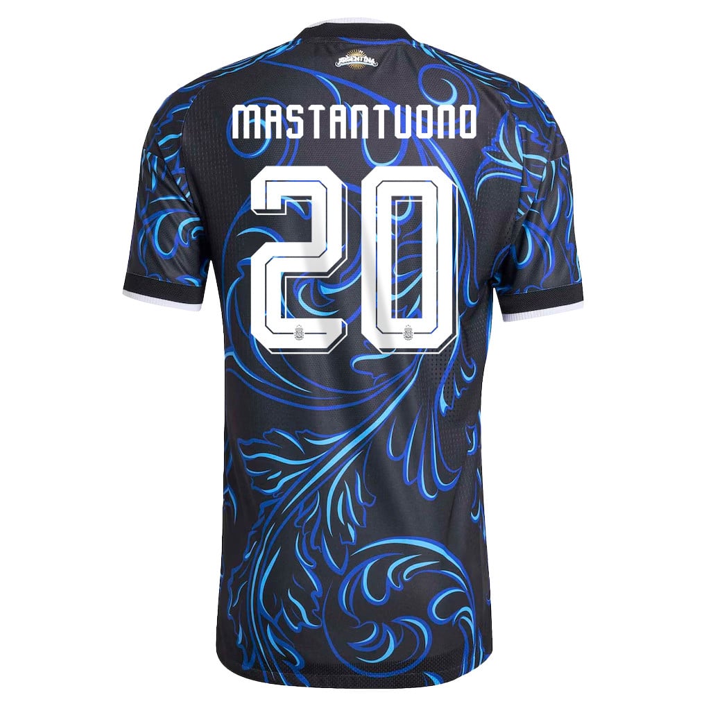 Franco Mastantuono 20 Argentina National Team 2026 x World Cup Patch Away Jersey - Black, Men