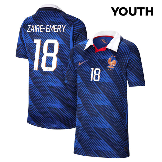 Warren Zaïre-Emery 18 Youth France National Team 2026 Home Jersey - Blue