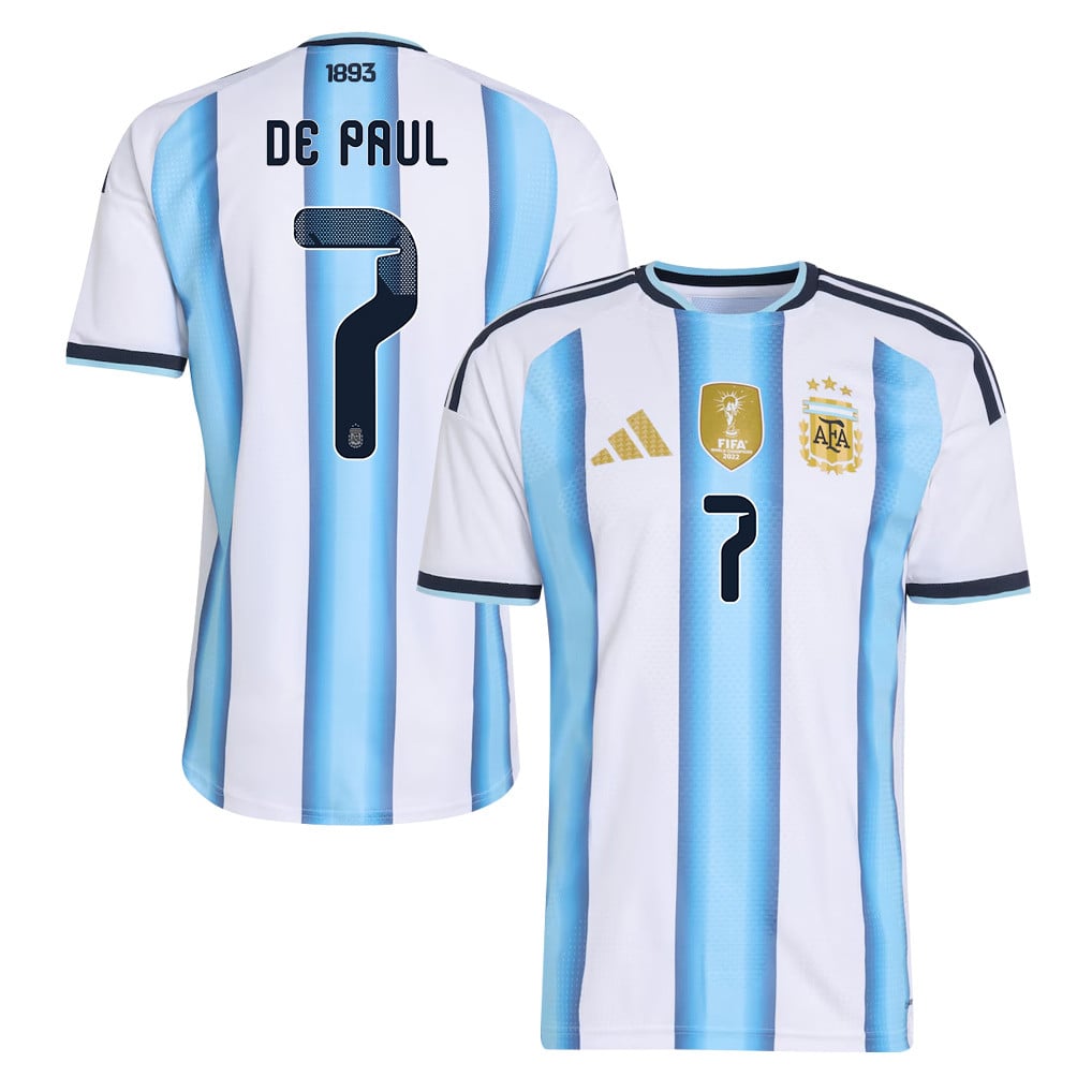 Rodrigo De Paul 7 Argentina National Team 2026 Home Jersey - White, Men