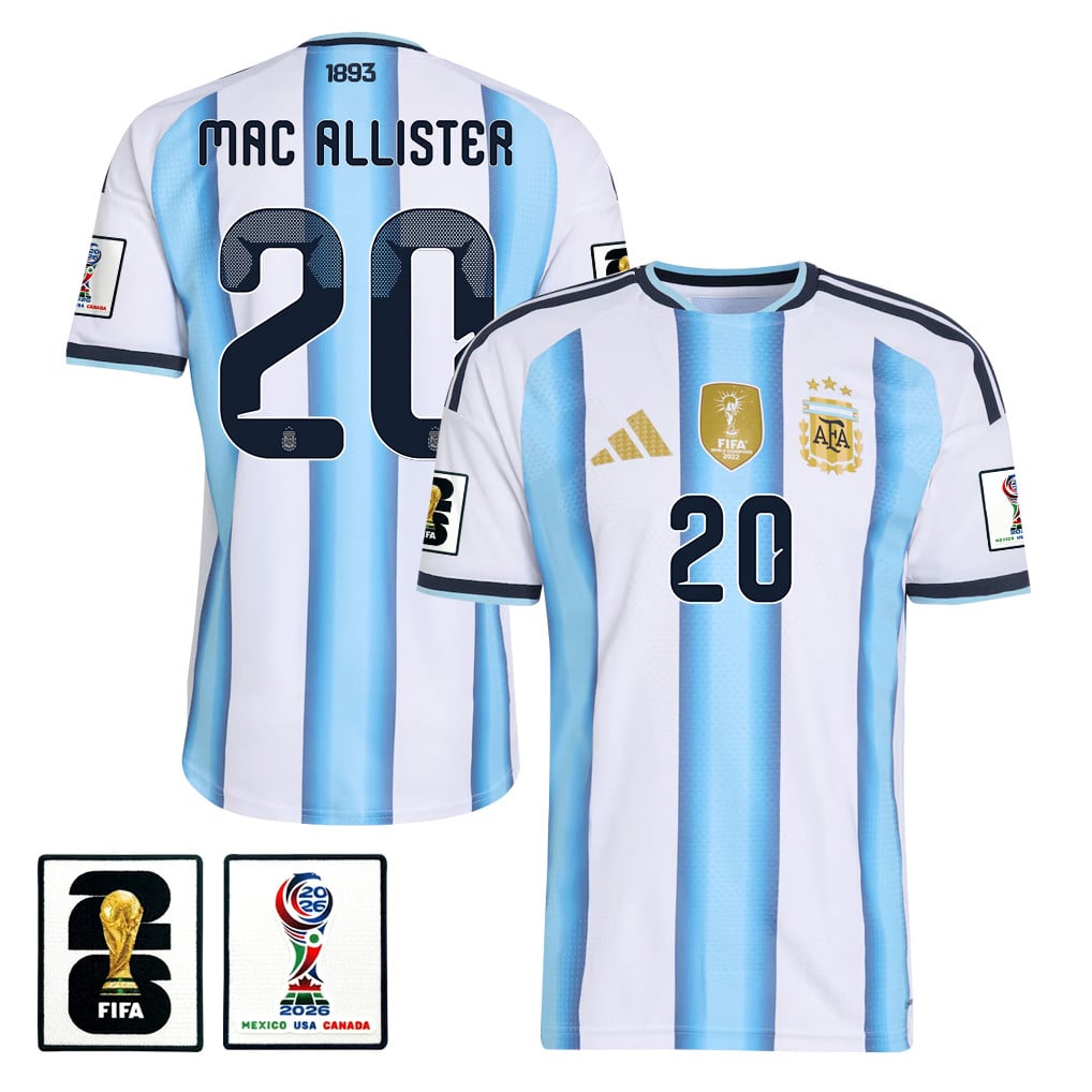 Alexis Mac Allister 20 Argentina National Team 2026 x World Cup Patch Home Jersey - White, Men