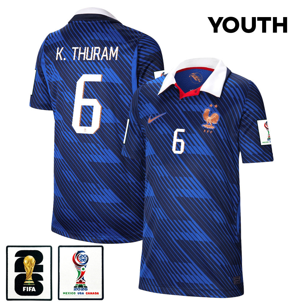 Khéphren Thuram 6 Youth France National Team 2026 Home Jersey - Blue