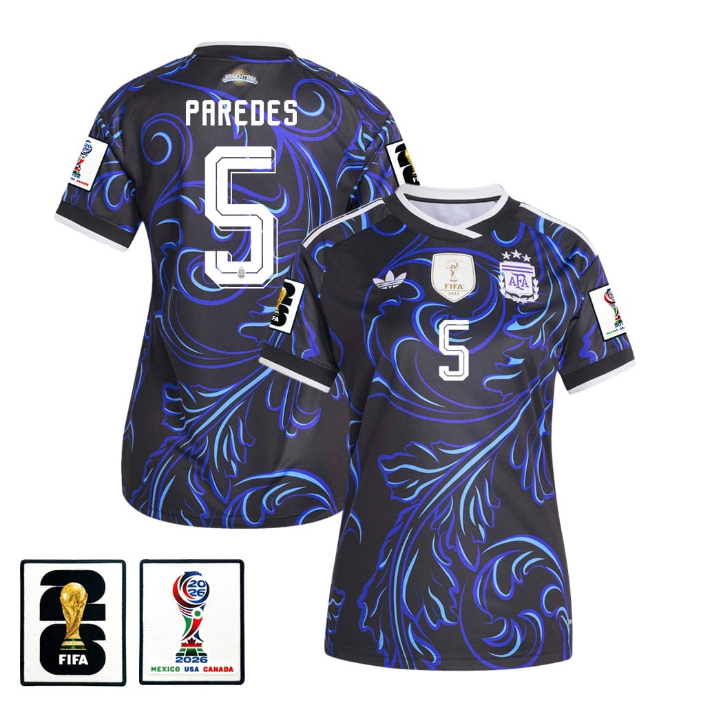 Leandro Paredes 5 Women's Argentina National Team 2026 Away Jersey - Black