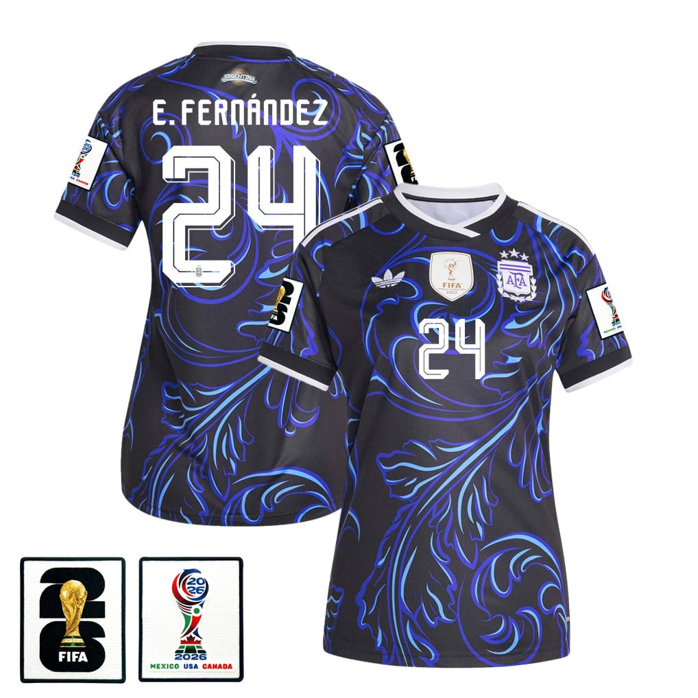 Enzo Fernández 24 Women's Argentina National Team 2026 Away Jersey - Black