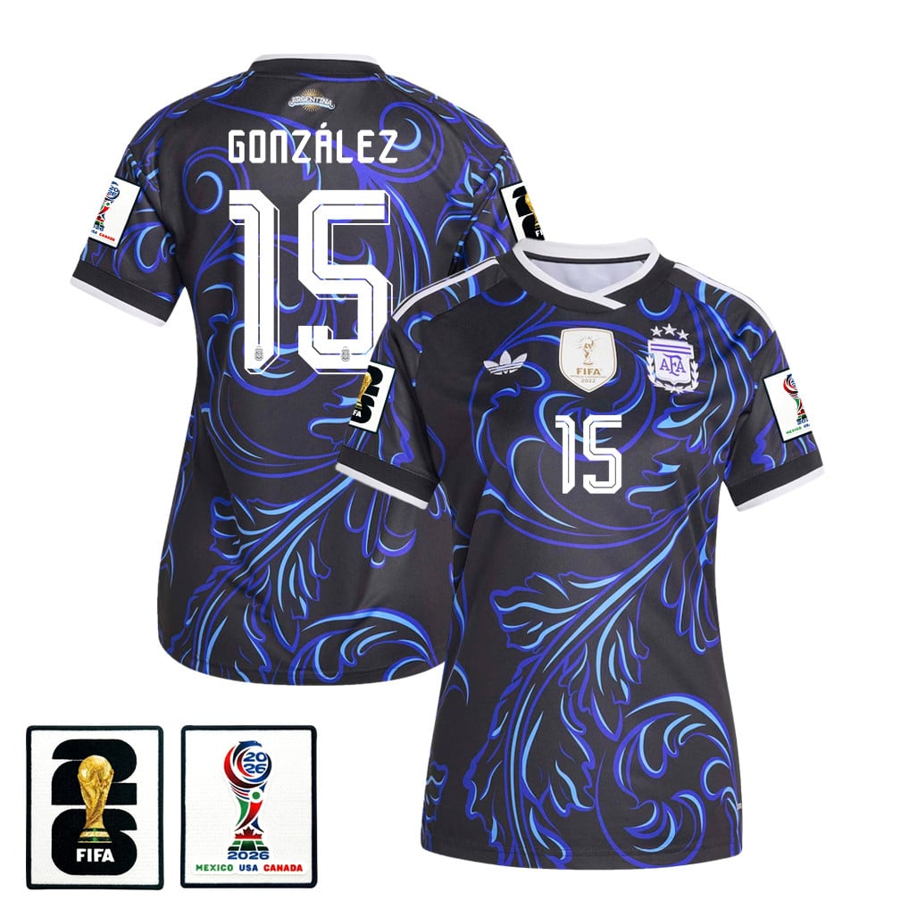 Nicolás González 15 Women's Argentina National Team 2026 Away Jersey - Black
