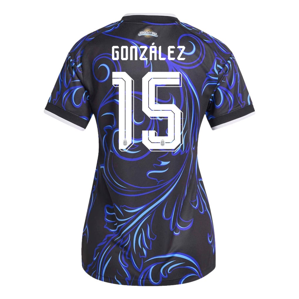 Nicolás González 15 Women's Argentina National Team 2026 Away Jersey - Black