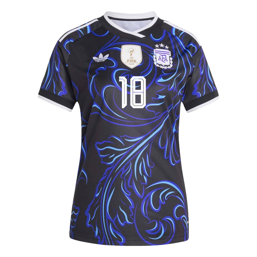 Nico Paz 18 Women's Argentina National Team 2026 Away Jersey - Black