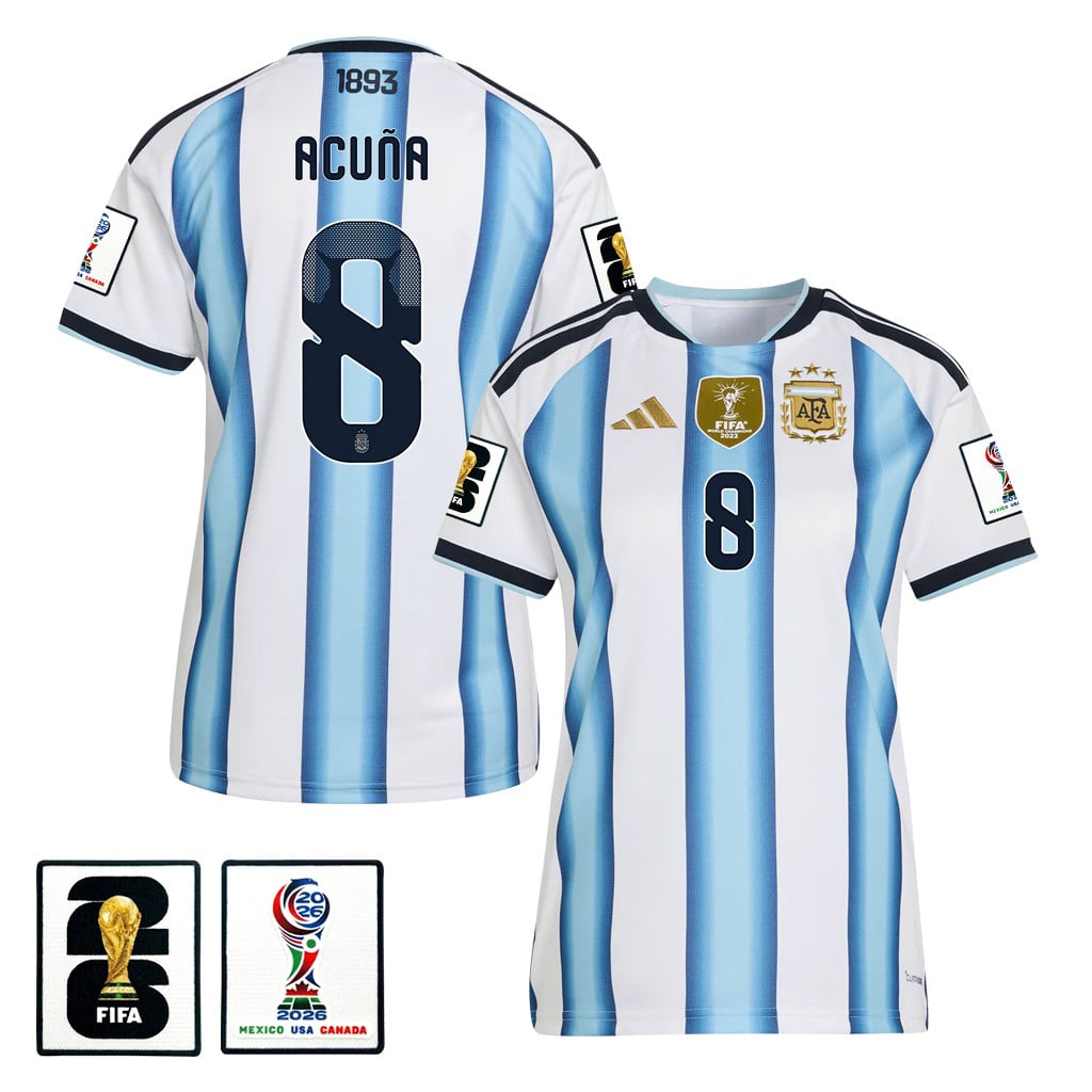 Marcos Acuña 8 Women's Argentina National Team 2026 Home Jersey - White