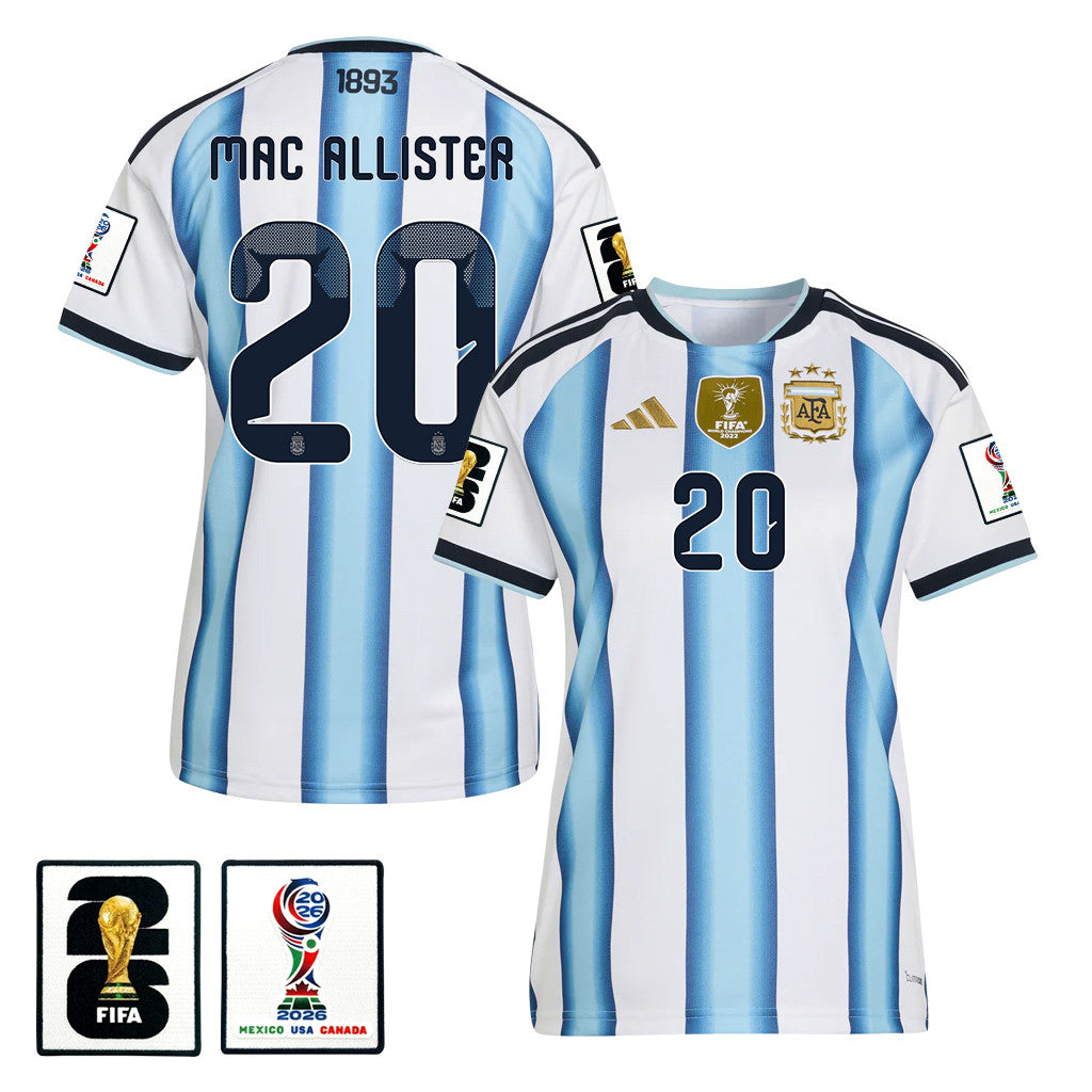Alexis Mac Allister 20 Women's Argentina National Team 2026 Home Jersey - White