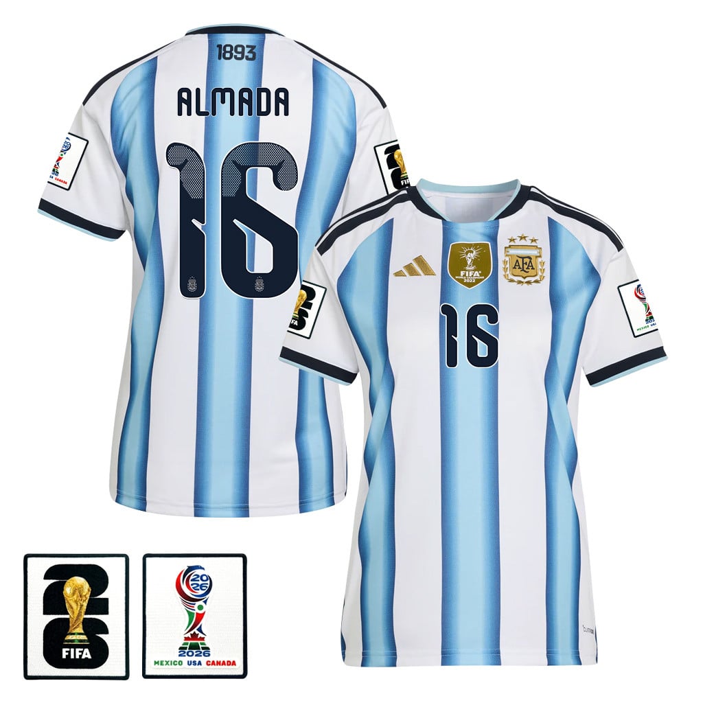 Thiago Almada 16 Women's Argentina National Team 2026 Home Jersey - White