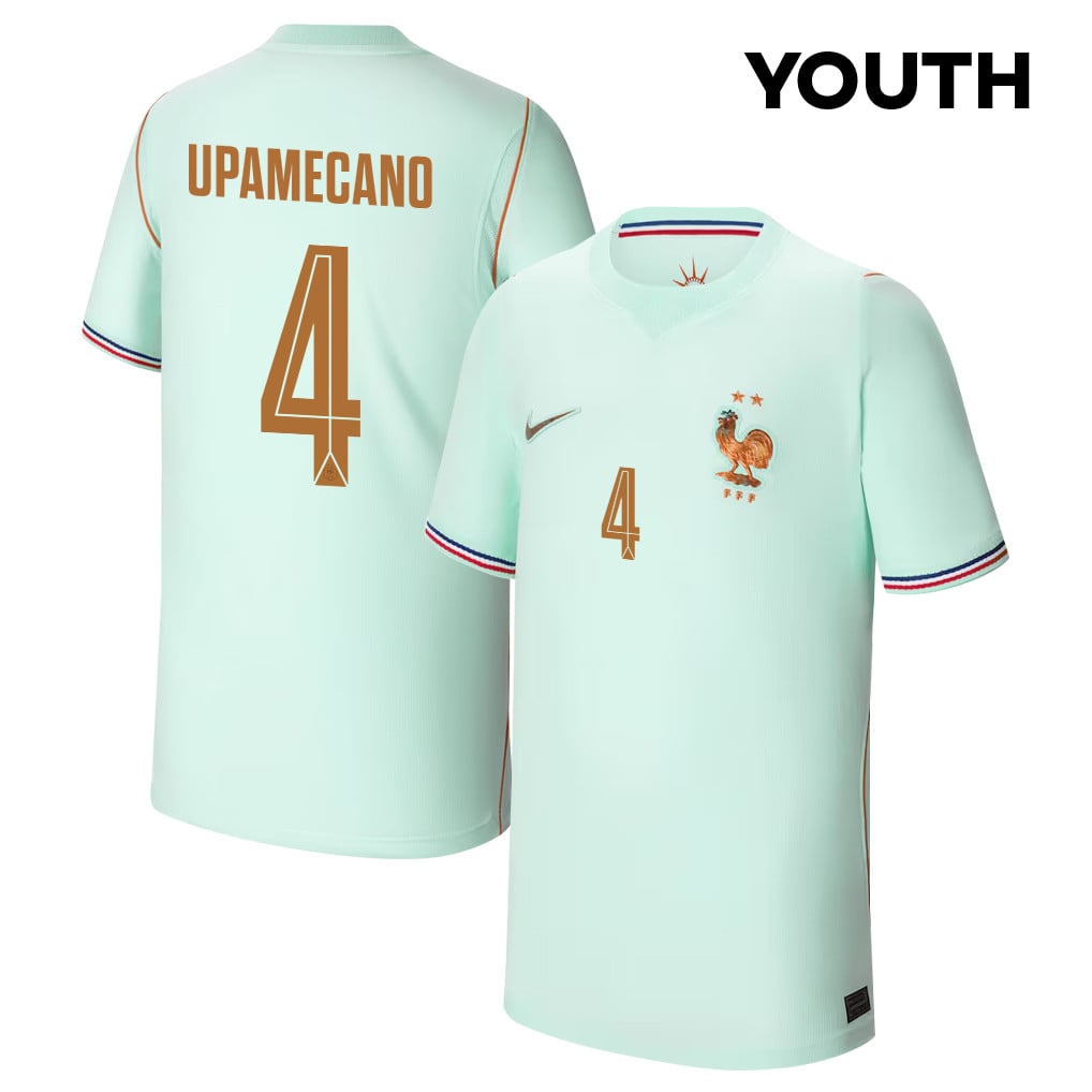 Dayot Upamecano 4 Youth France National Team 2026 Away Jersey - Green