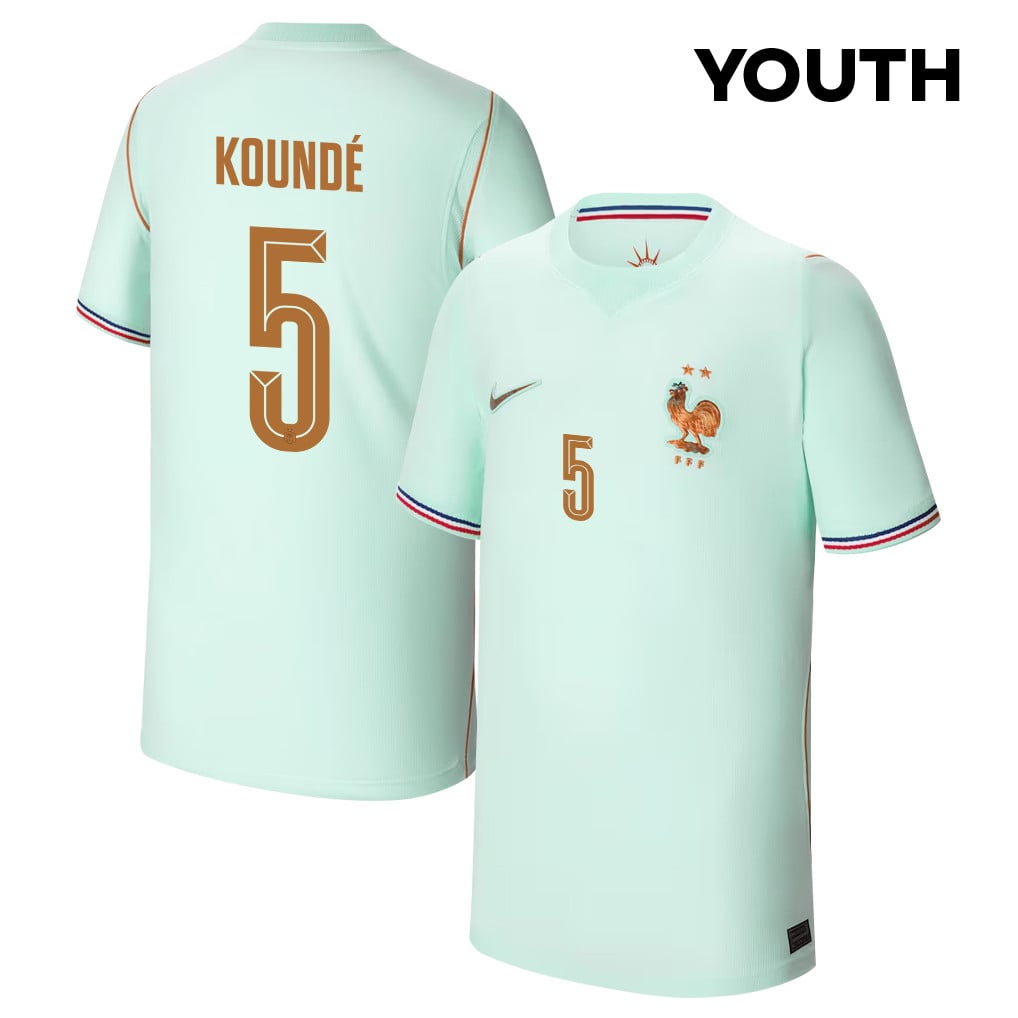 Jules Koundé 5 Youth France National Team 2026 Away Jersey - Green