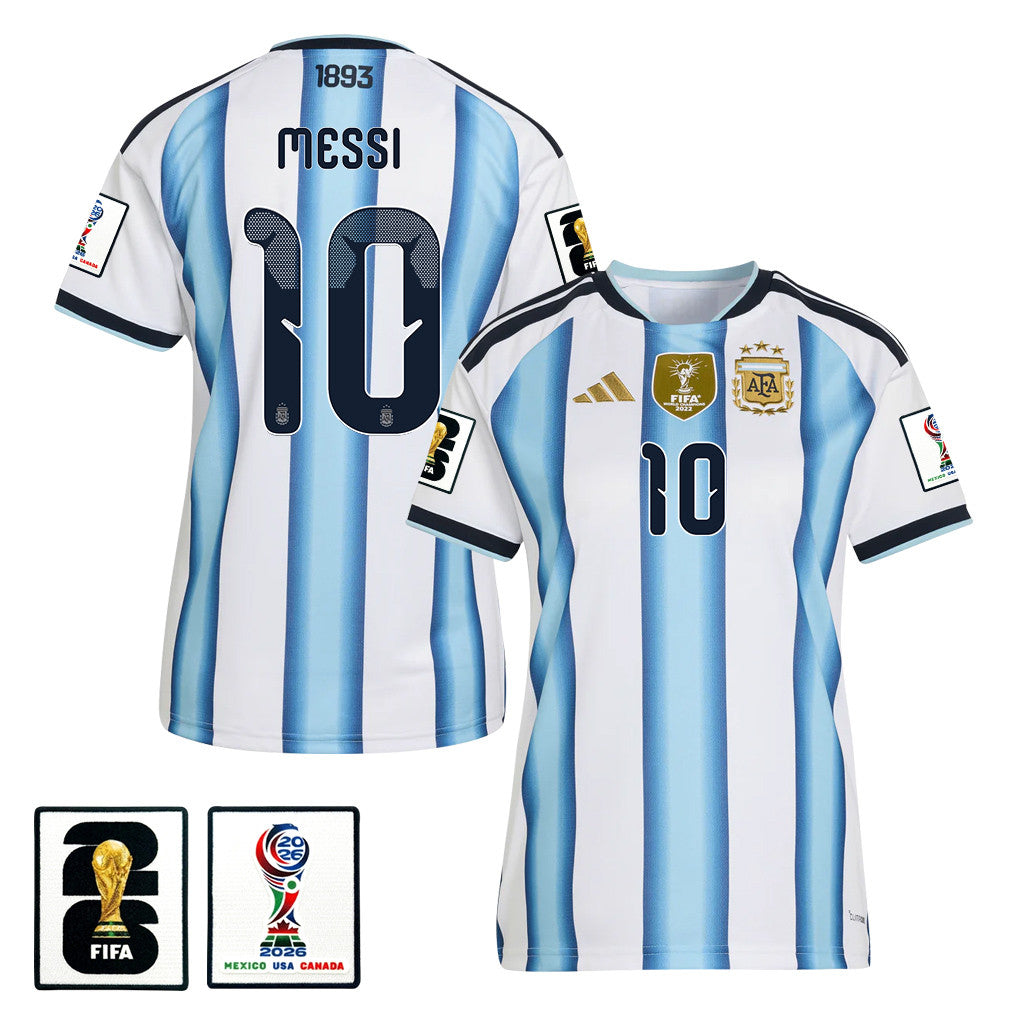 Lionel Messi 10 Women's Argentina National Team 2026 Home Jersey - White