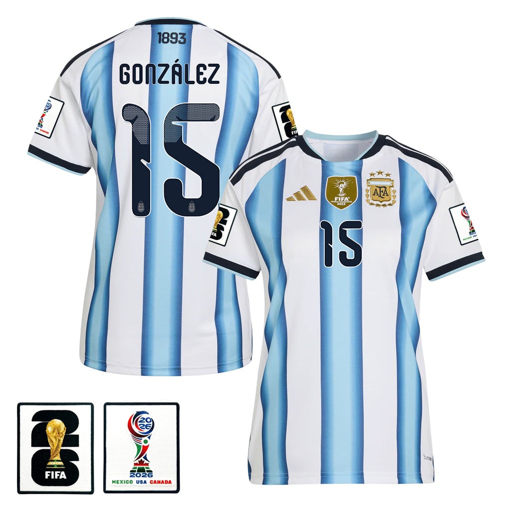 Nicolás González 15 Women's Argentina National Team 2026 Home Jersey - White