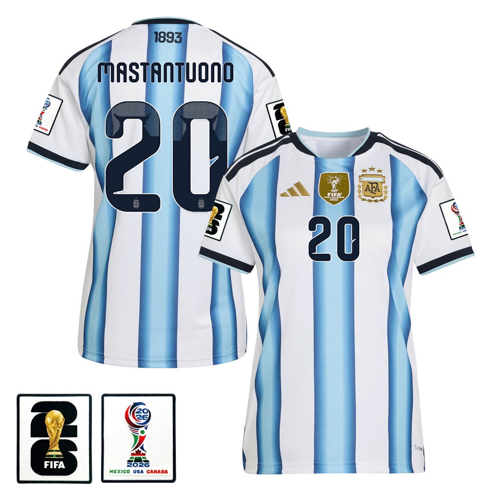 Franco Mastantuono 20 Women's Argentina National Team 2026 Home Jersey - White