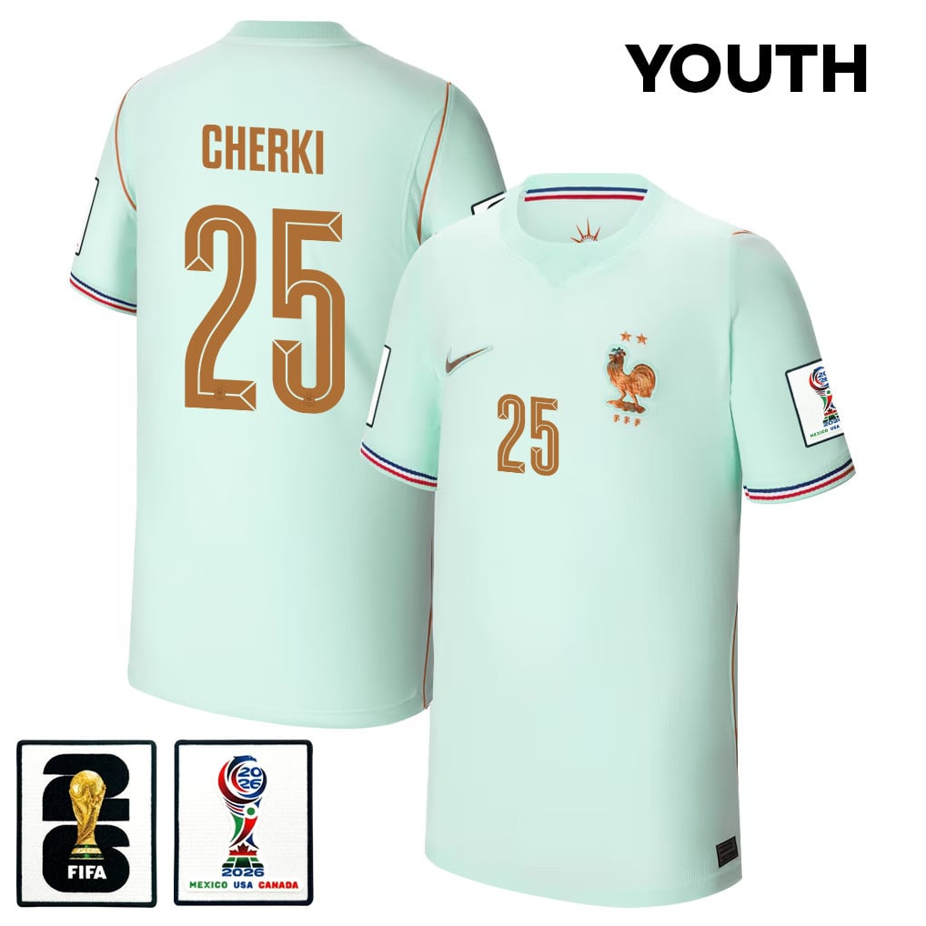 Rayan Cherki 25 Youth France National Team 2026 Away Jersey - Green