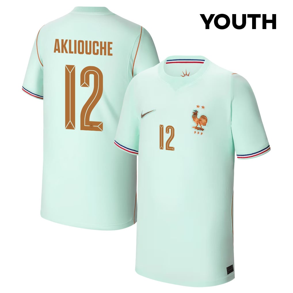 Maghnes Akliouche 12 Youth France National Team 2026 Away Jersey - Green