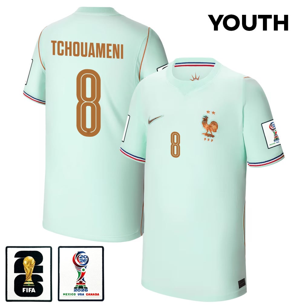 Aurélien Tchouaméni 8 Youth France National Team 2026 Away Jersey - Green