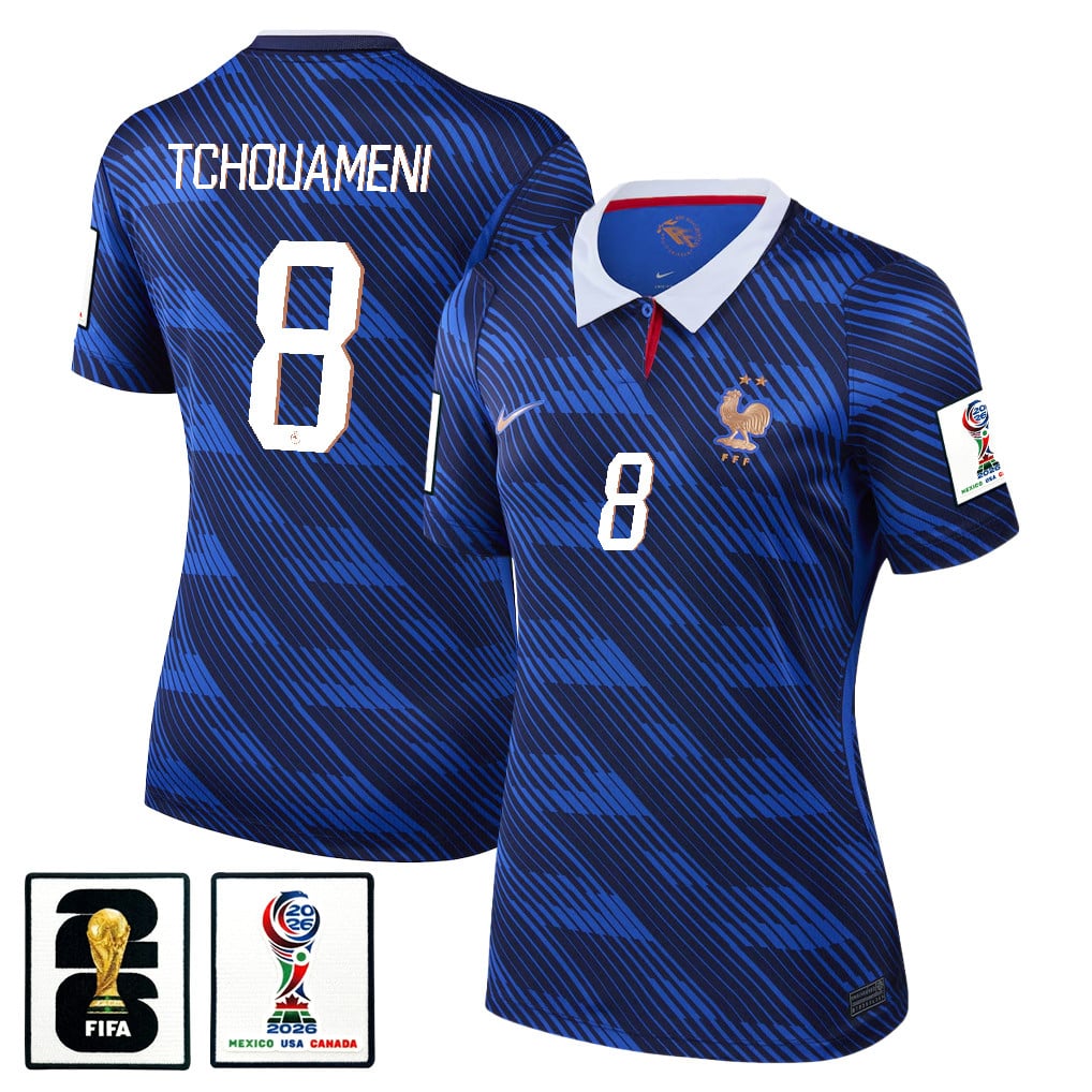 Aurélien Tchouaméni 8 Women's France National Team 2026 Home Jersey - Blue