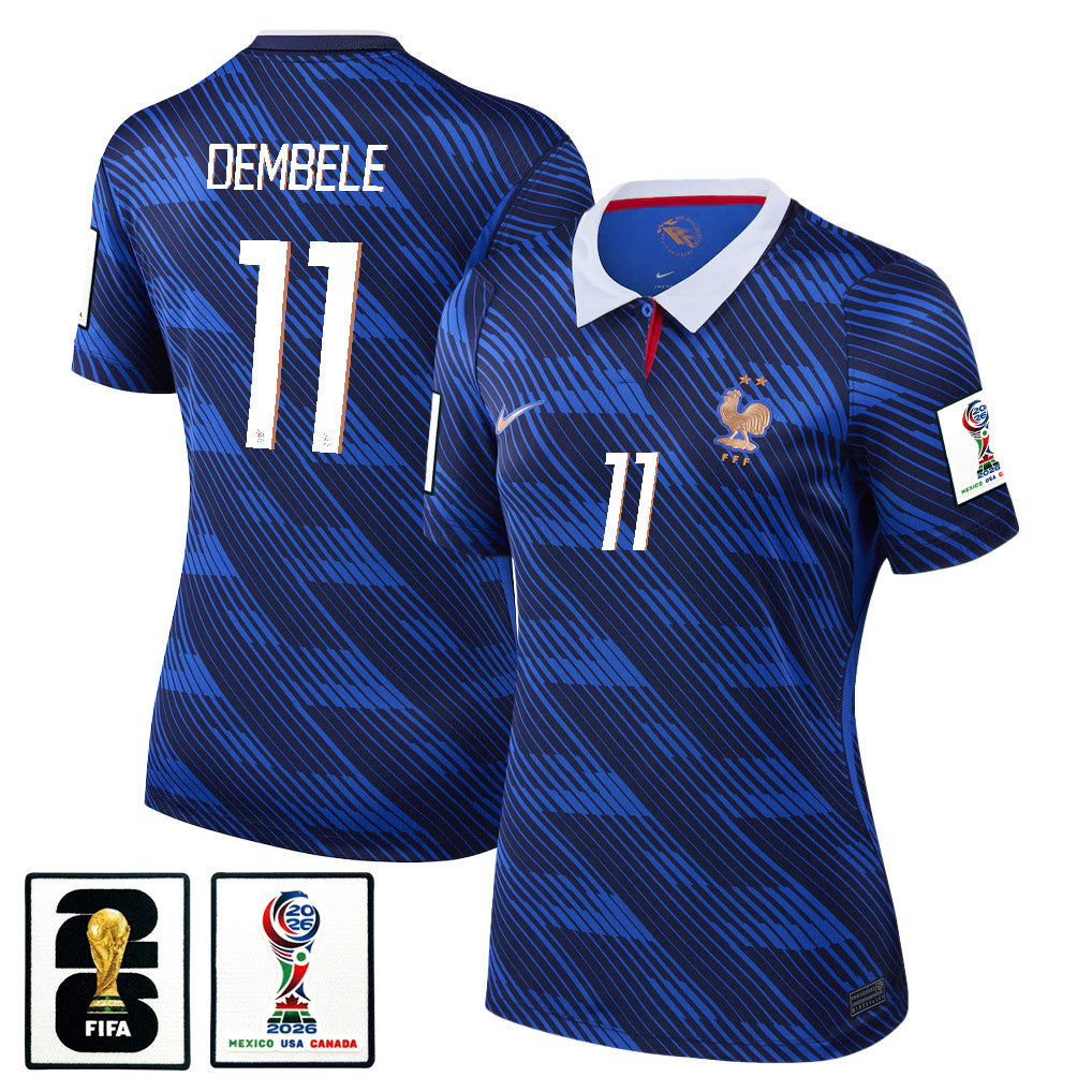 Ousmane Dembélé 11 Women's France National Team 2026 Home Jersey - Blue