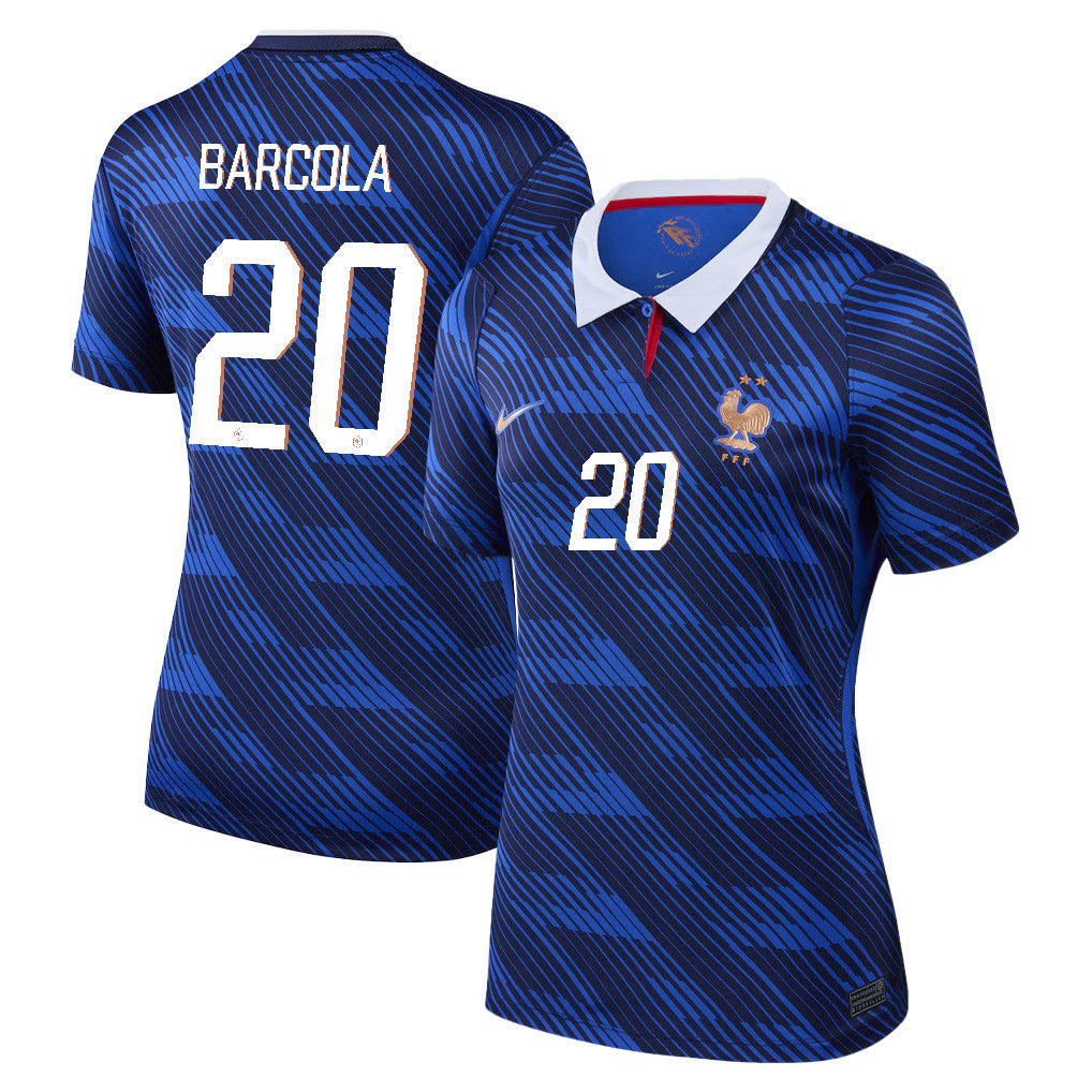 Bradley Barcola 20 Women's France National Team 2026 Home Jersey - Blue