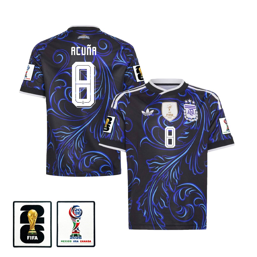 Marcos Acuña 8 Youth Argentina National Team 2026 Away Jersey - Black