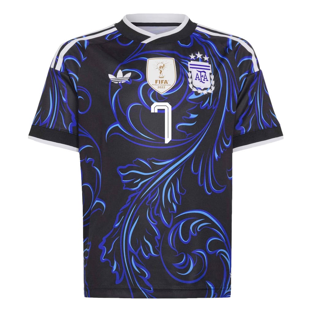 Rodrigo De Paul 7 Youth Argentina National Team 2026 Away Jersey - Black