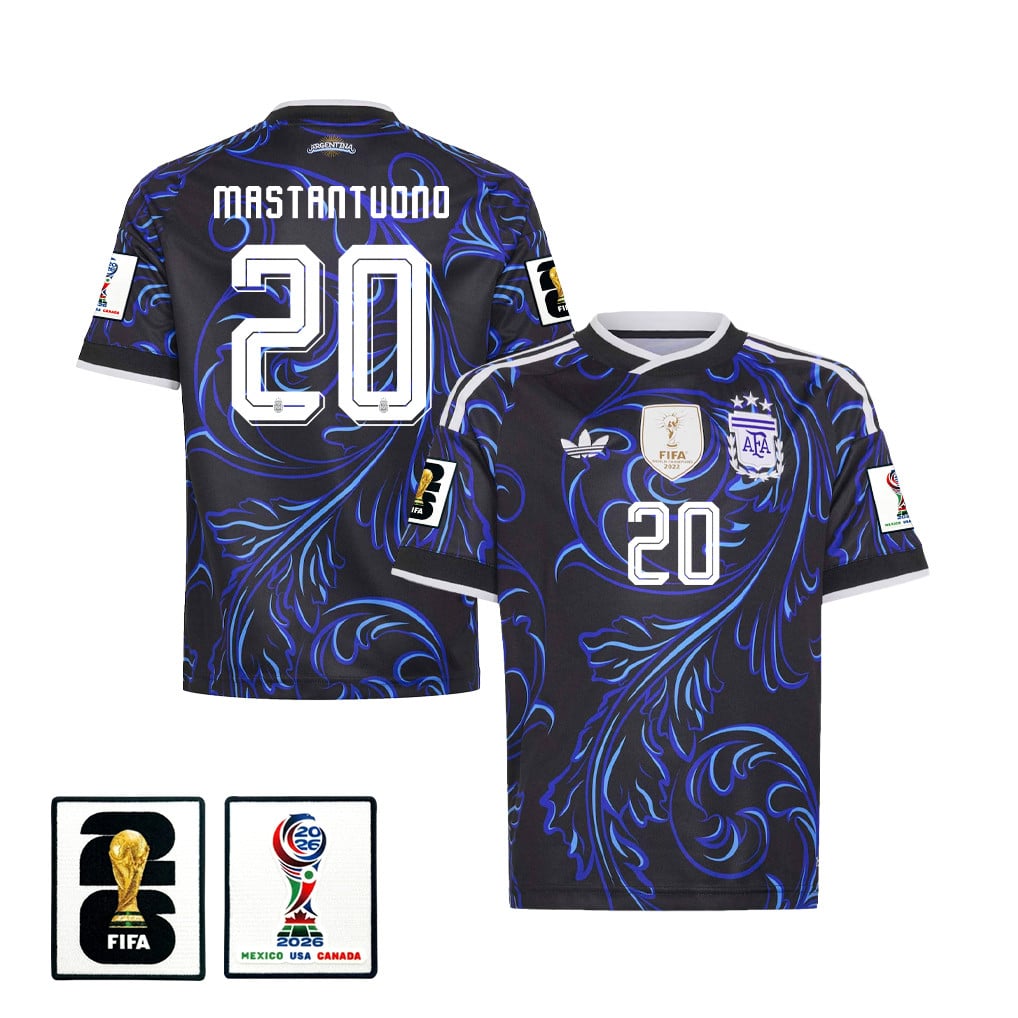 Franco Mastantuono 20 Youth Argentina National Team 2026 Away Jersey - Black
