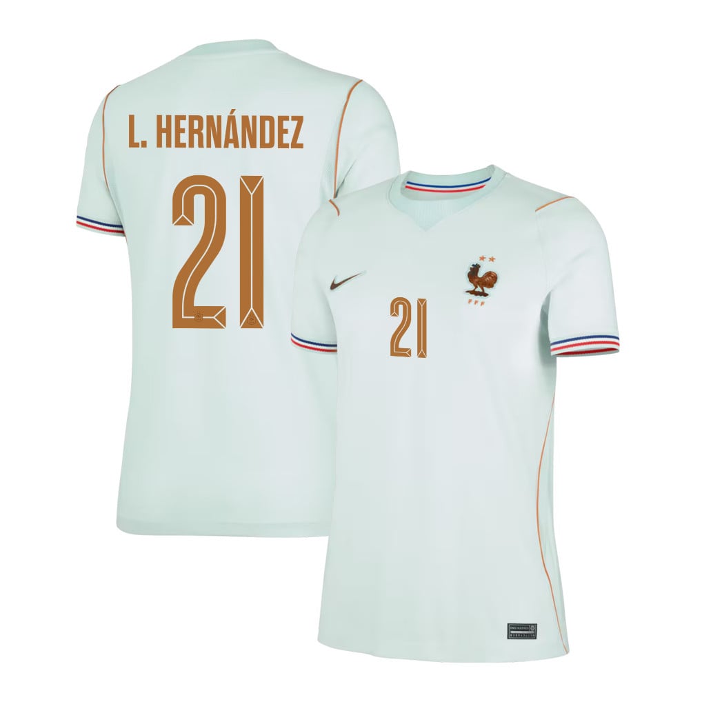 Lucas Hernández 21 France National Team 2026 Women's Away Jersey - Green