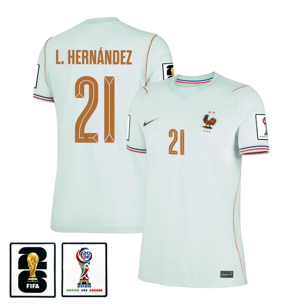Lucas Hernández 21 France National Team 2026 Women's Away Jersey - Green