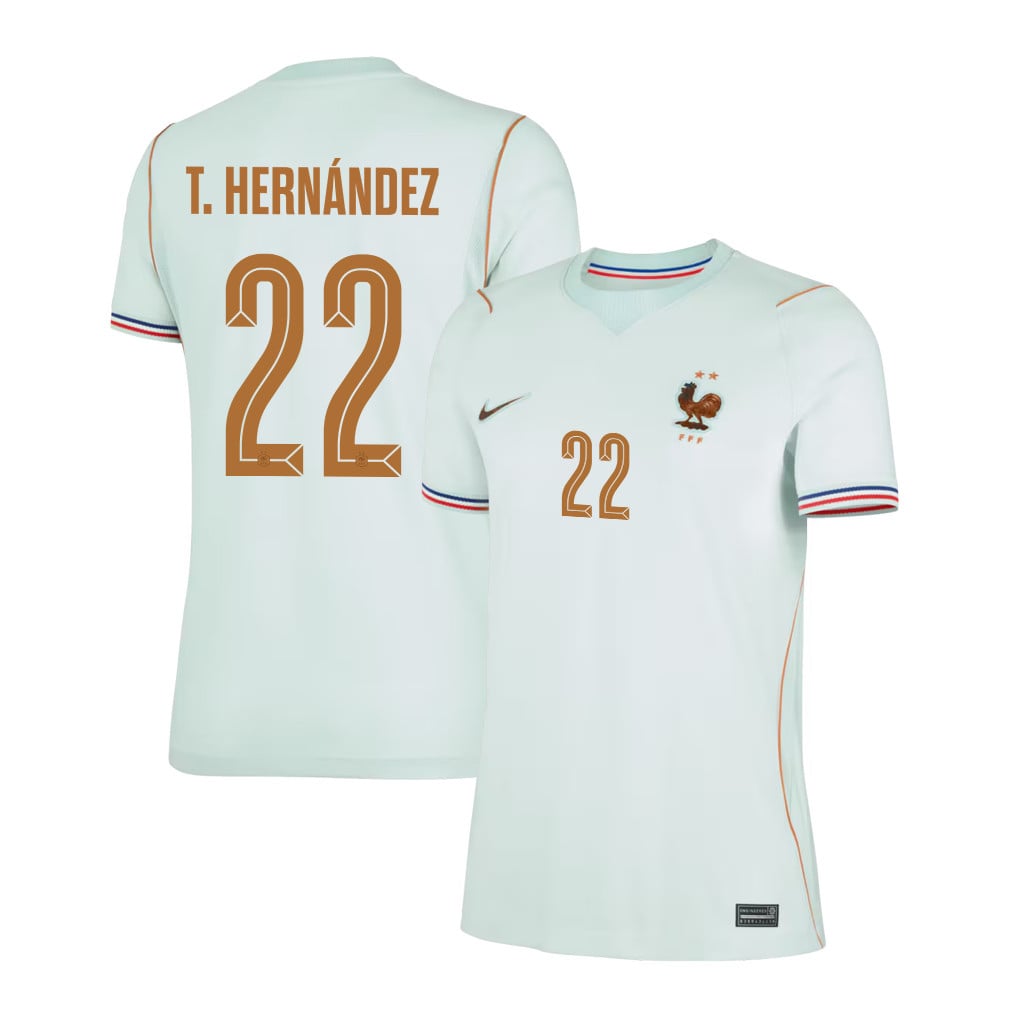 Theo Hernández 22 France National Team 2026 Women's Away Jersey - Green
