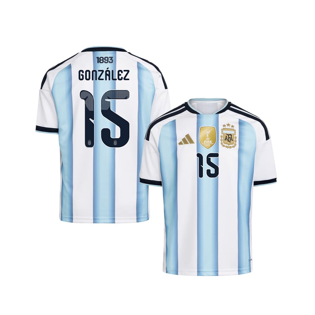 Nicolás González 15 Youth Argentina National Team 2026 Home Jersey - White